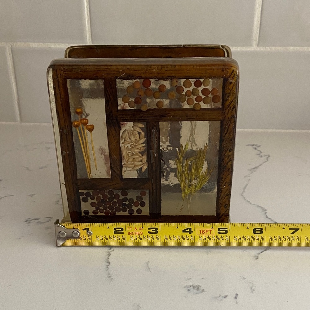 Vintage Pressed Botanical Lucite Napkin Holder 1970s - Picture 6 of 9